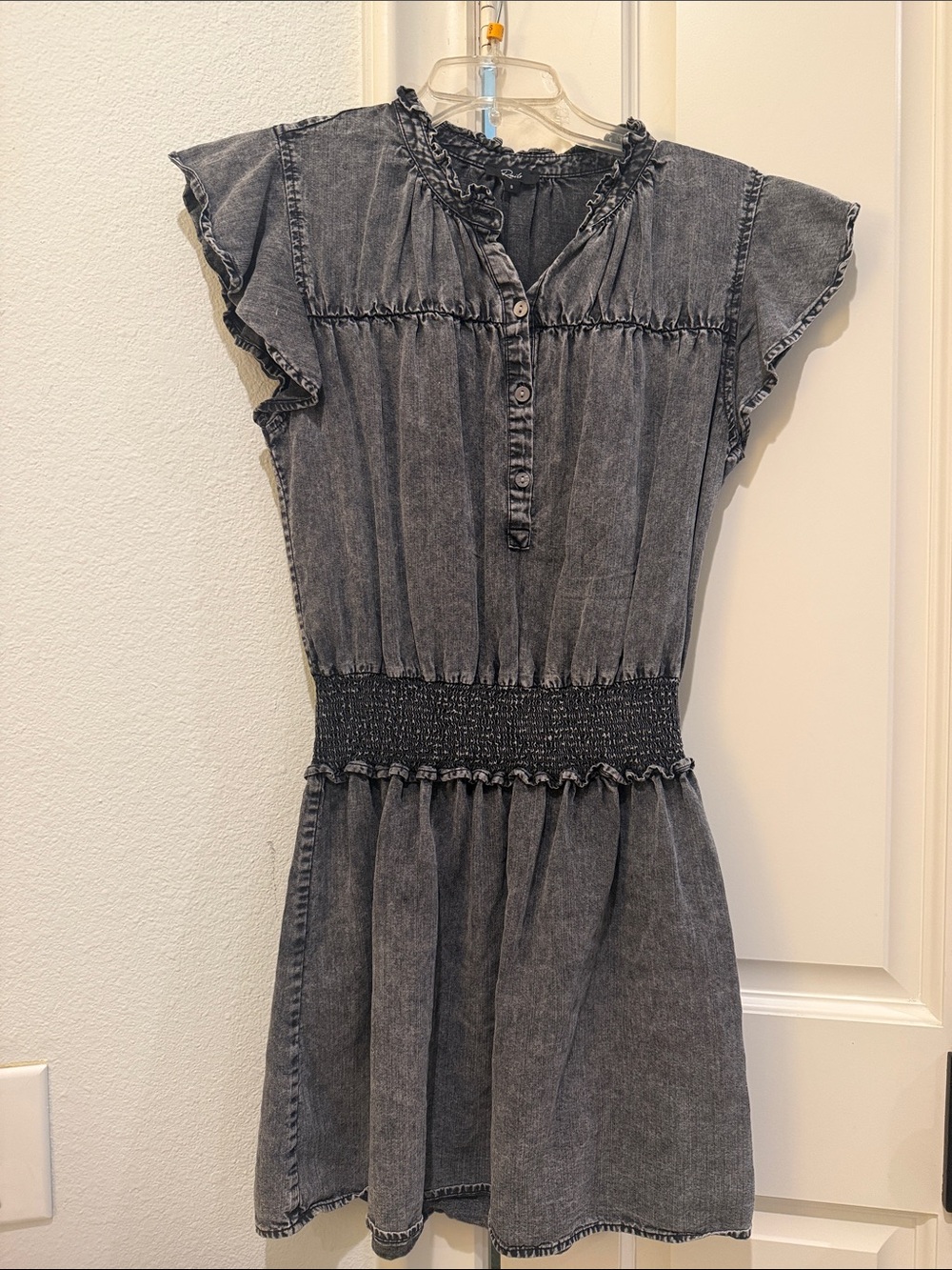 Rails women’s Black Washed Denim Dress with Smocked Waist
